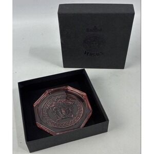Versace Rosenthal Rosé Crystal Medusa Coaster Octagon Glass Pink 45008